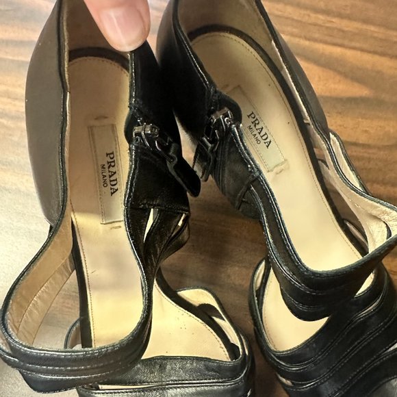 Prada Black Strappy Cage High-Heel Sandal Size 38 - Picture 5 of 6